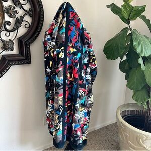 Vera Bradley Splash Floral Beach Towel Black Turquoise 100% Cotton 63” x 32”